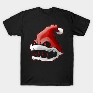 Scary Santa Hat With Fangs Glowing Eyes Christmas Hallowxmas T-Shirt